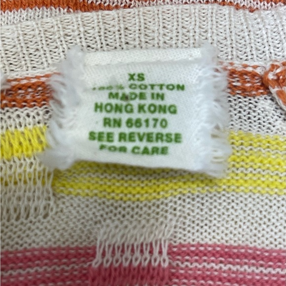 Anthropologie Sparrow Pointelle Knit 3 Button Strip Cap Sleeve Cardigan X Small - Picture 7 of 8